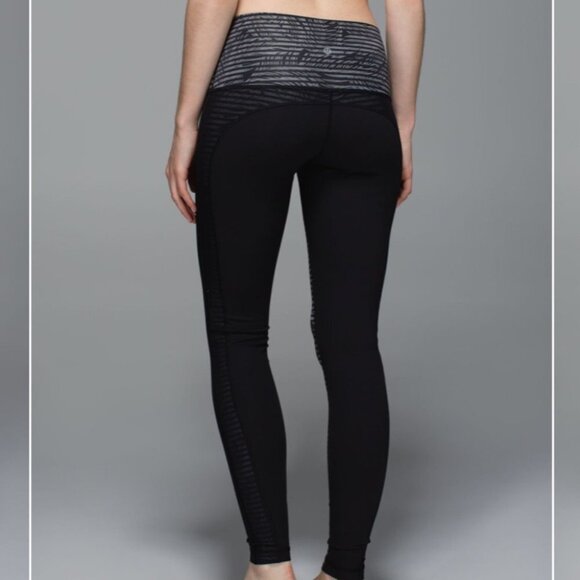 Lululemon Wunder Under Pant *Luxtreme (Roll Down)Stripe Play Slate Black - Picture 2 of 16